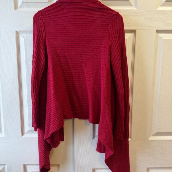 INC Red Ribbed Open-front Cardigan- P/S - Picture 2 of 6
